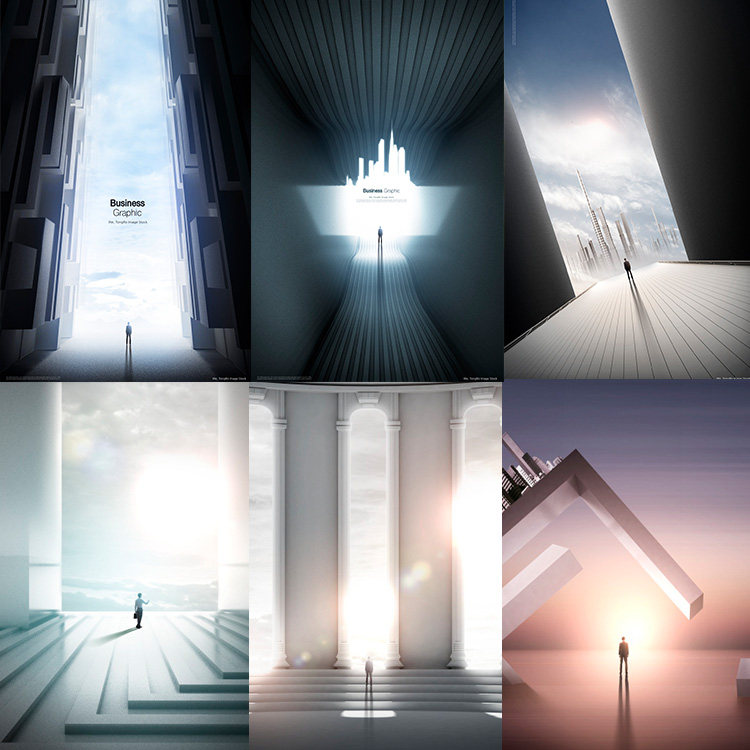商务未来科幻空间感房地产城市建筑一数字海报psd分层设计素材291