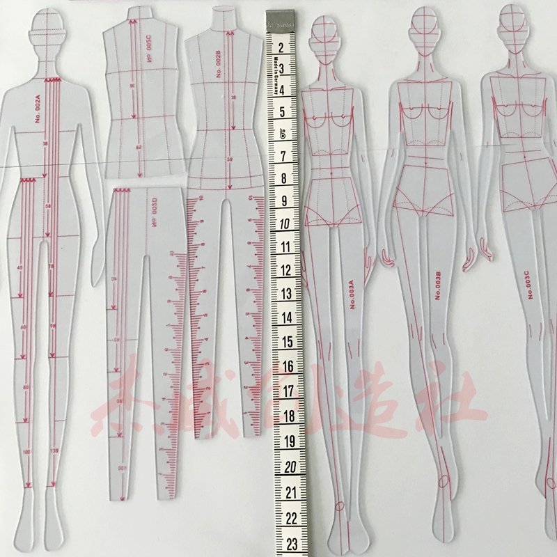 服装设计女动姿态人形尺 人体模板尺 效果图时装画比例绘图工具尺