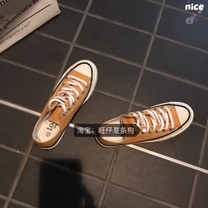 (旺仔)强推 李晟京爱的黄色帆布鞋绑带低帮复古情侣男女鞋帆布鞋女