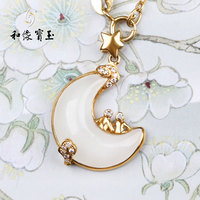 建伟玉府和田玉白皮籽料羊脂白玉侧脸观音玉牌