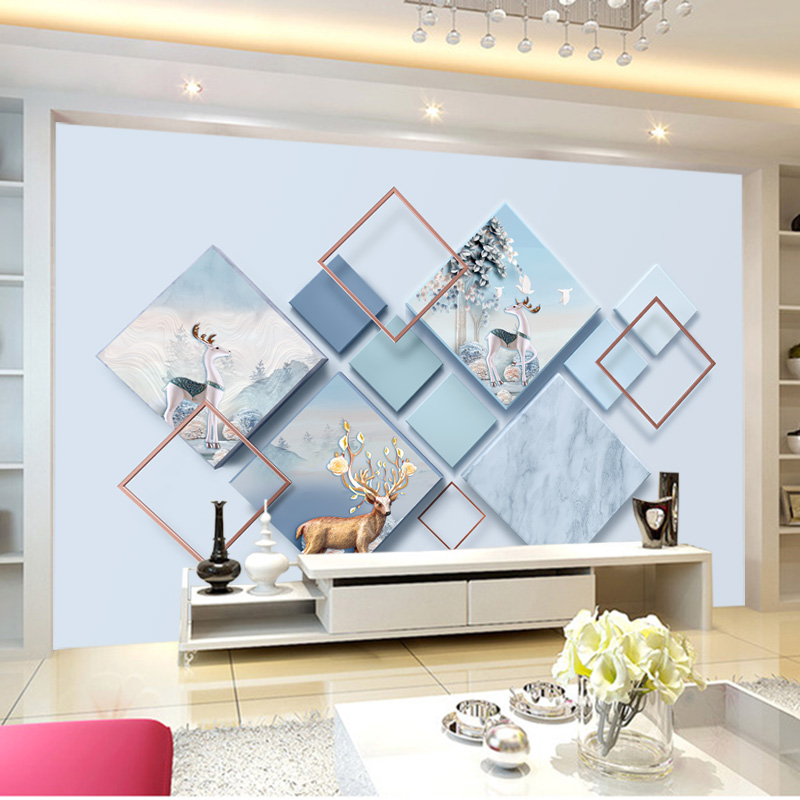 电视背景墙壁纸8d客厅北欧风格壁画3d几何墙纸5d立体大气影视墙布
