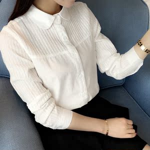 2016秋季新款衬衫女白色长袖 文艺学院风宽松百搭打底棉衬衣 包邮长袖衬衫