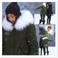 服棉衣狐-周冬雨连帽棉服来自星星的你明星同