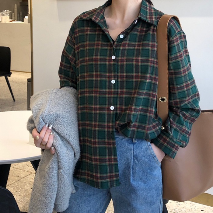 衣库悠优衣库悠优格子衬衫女春装年新款长袖衬衣