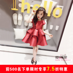 米米果家2017春夏定制女童100-165光泽礼服公主裙蓬蓬裙连衣裙女童连衣裙