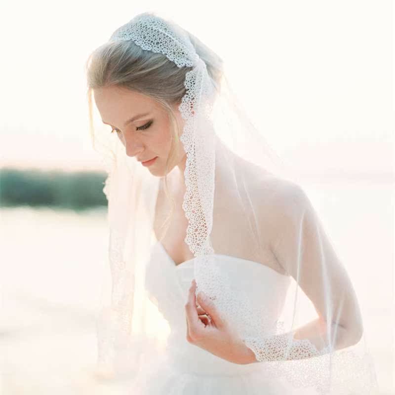 2020新款新娘蕾丝复古唯美婚纱造型头纱韩式结婚面纱百搭超仙头饰