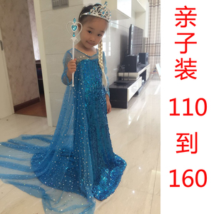 女童冰雪奇缘艾莎elsa女王礼服Frozen爱莎亲子公主表演生日连衣裙女童连衣裙