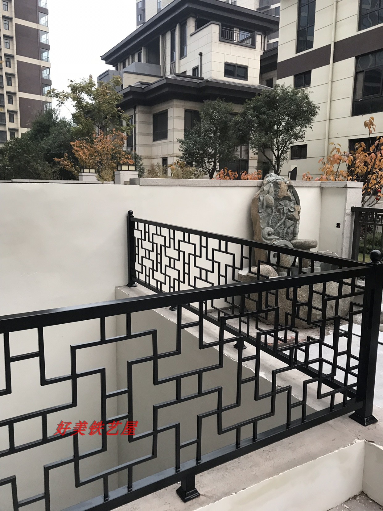 阳台铁艺护栏扶手走廊中式花格护栏隔断楼梯栏杆定制
