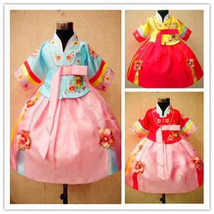 韩国儿童韩服礼服公主裙民族朝鲜族周岁服演出服装女童舞台表演服演出服儿童