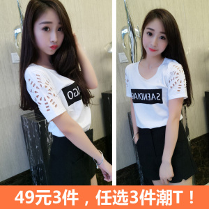 夏季简约T恤女装短袖韩范卡通体恤打底衫女上衣韩版女装经典百搭女装夏