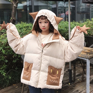 冬季女宽松可爱2017新款韩版棉衣中长款面包服学生萌外套棉服棉袄面包服
